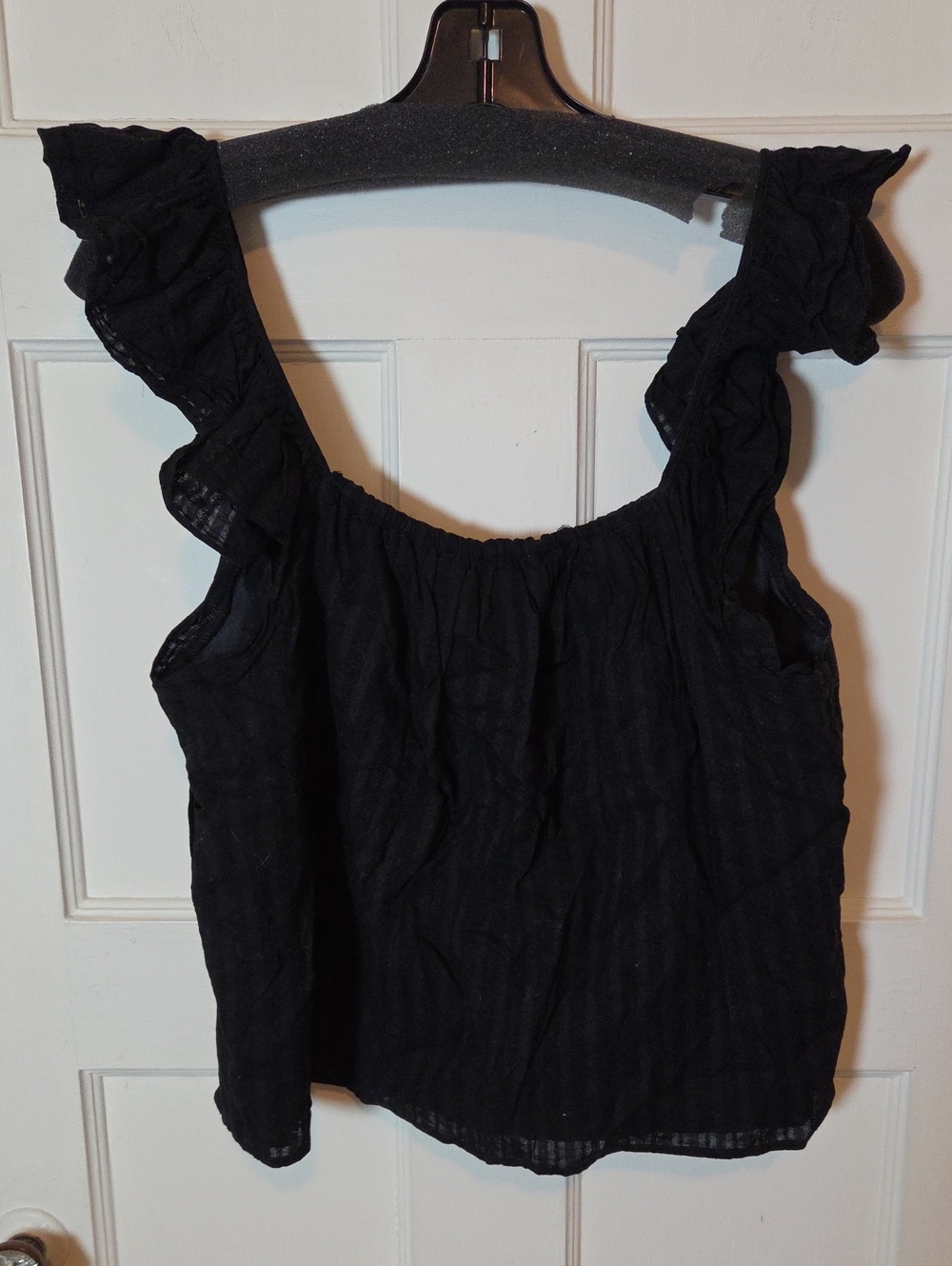 BB DAKOTA Women's Hey Cowgirl Top In Black Ruffle Sleeve Size Large - Picture 12 of 15